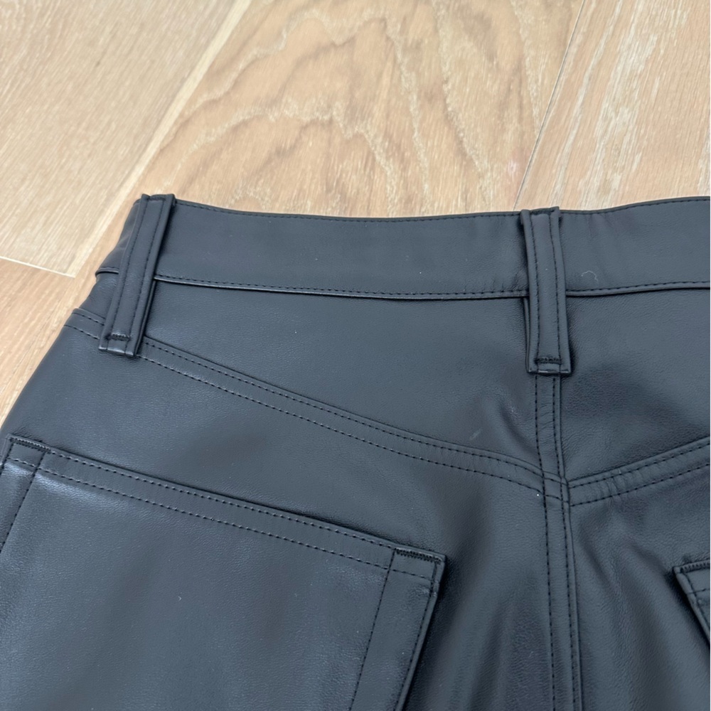 Rag & Bone Sofie Faux Leather Wide Leg High Rise Pants Dark Jeans Womens Size 26 - Picture 14 of 16